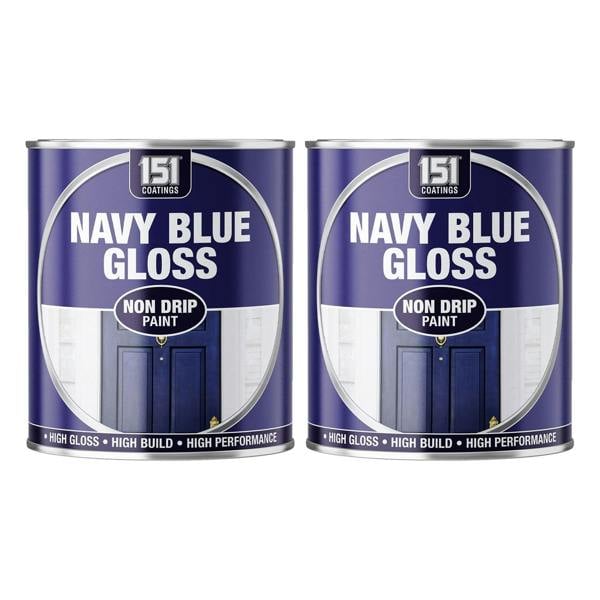 151 2X Navy Blue Gloss Non-Drip Paint 300ml