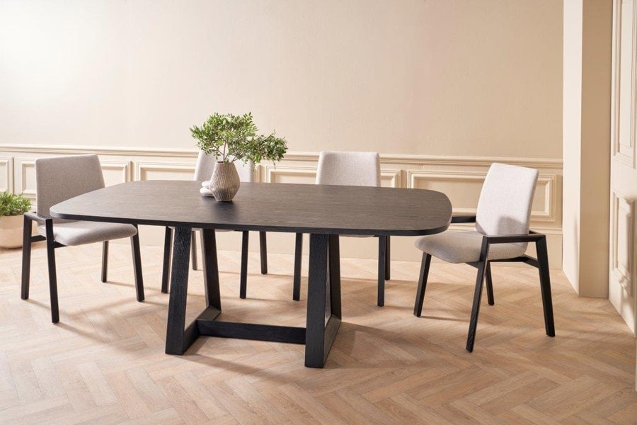 Cadiz Large Rectangular Dining Table with Natural Black Oak Top & Base by Gillmore British Design © GillmoreSPACE Limited