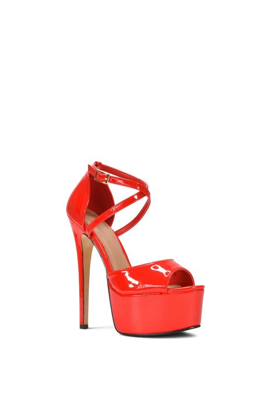 XY LONDON Strappy High Platform Heels With Peep Toe