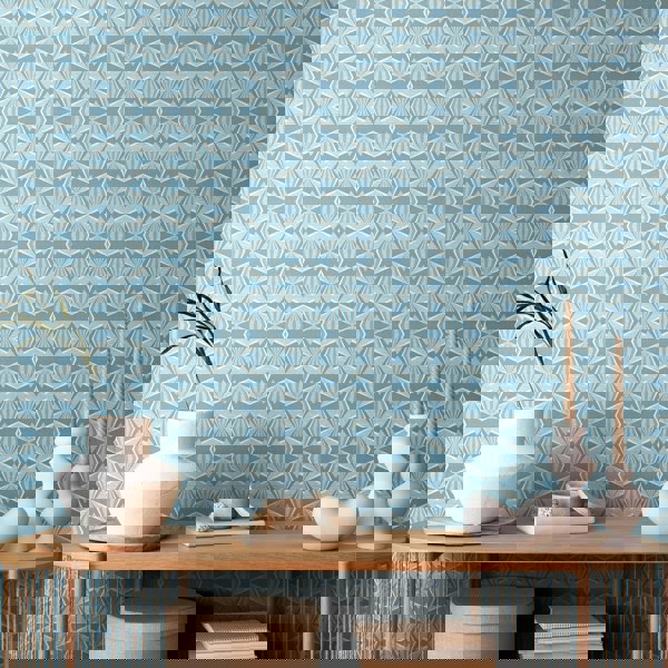 Hoopla Walls Sunray Diamond - Blue 10m Wallpaper