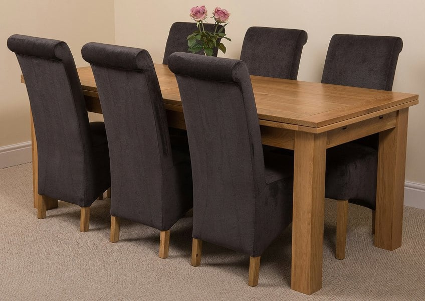 That's Furniture Richmond Large Oak Extending Dining Table with Montana Fabric Chairs