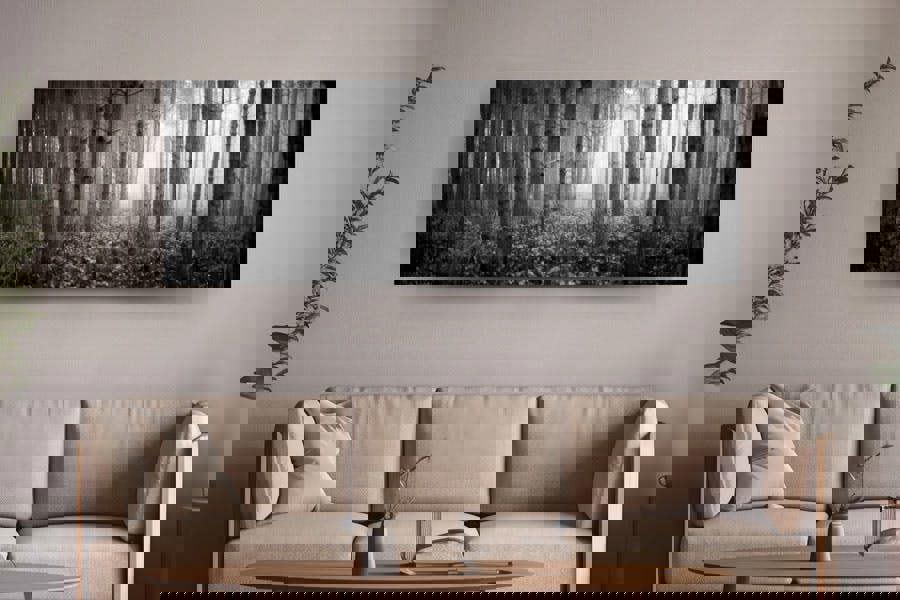 black and white forest canvas print