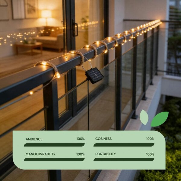 Gardenwize Solar Rope Lights – 4m Decorative LED Rope Light with 45 LEDs