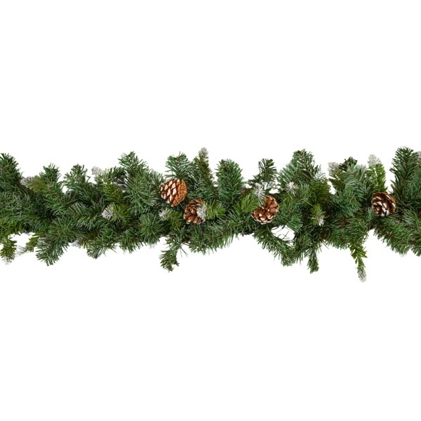 Samuel Alexander 270cm (9ft) x 25cm Snow Tipped King Fir Christmas Garland with Pine Cones