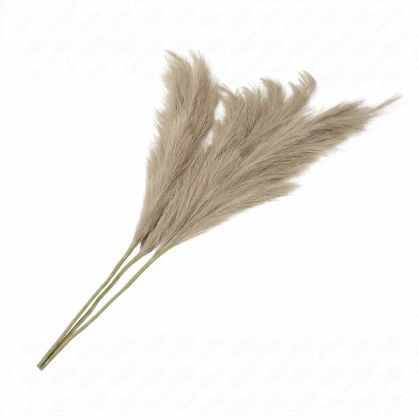 Santaco Pampas Grass Artificial 3Pcs 116cm Handcrafted Faux Silk Vase Brown