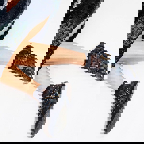 Embassy London Vivienne - Black & Grey & Gold - Women's oxford lace-up shoe with brogue details