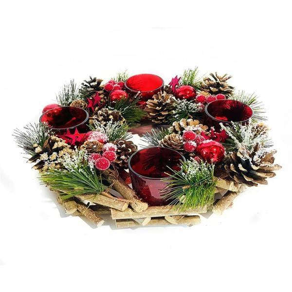 Berry & Pine Centre Piece with LED Candles