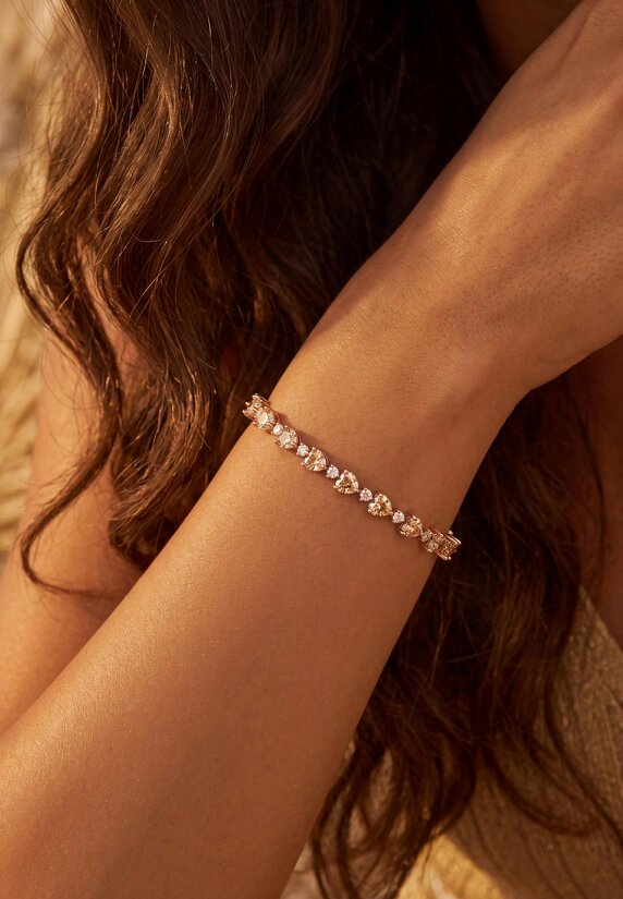 Latelita Asscher Cut Heart Tennis Bracelet Moissanite Silver