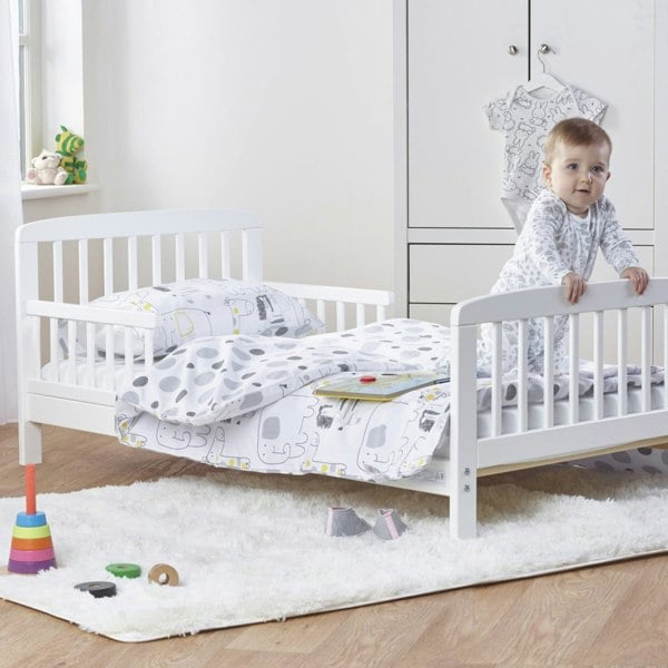 Kinder Valley 7 Pcs Safari Friends Sydney White Toddler Bed Bundle with Kinder Flow Mattress