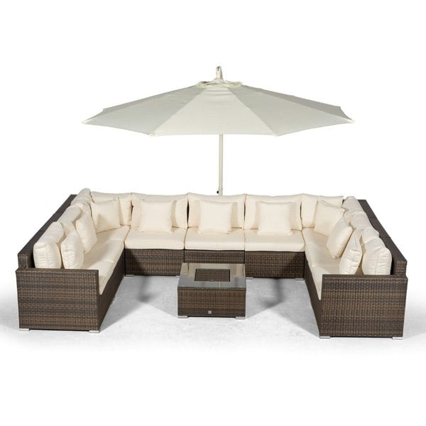 Giardino Havana 9 Seat Rattan Garden Sofa Set with Ice Bucket Coffee Table