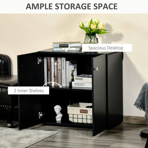 Wyld Haus Cosofi Black Wood Freestanding Storage Cabinet 2 Doors 2 Shelves