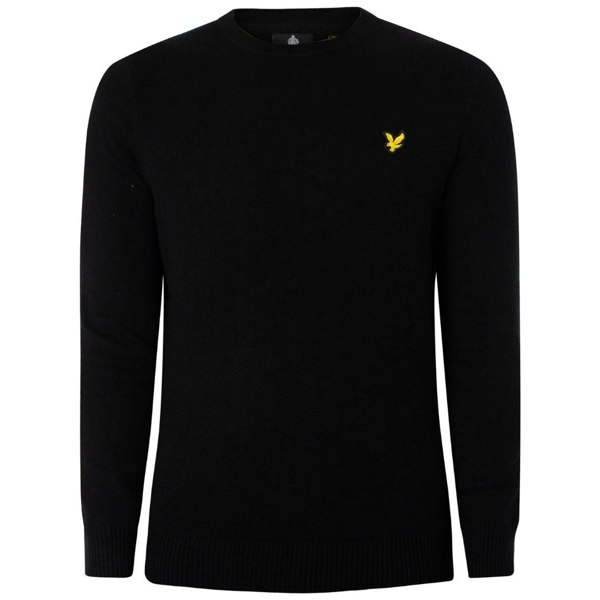 Lyle & Scott Cotton Merino Crew Neck Jumper Black Sweater XS