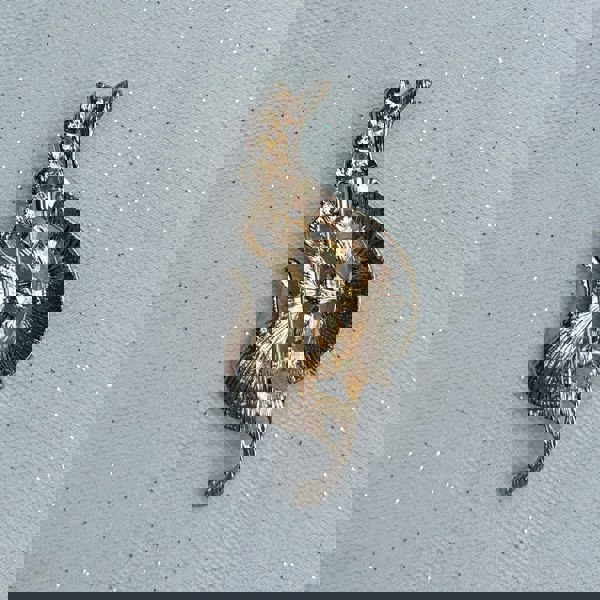 Gold pea pod brooch, textured metal finish, sculpted leaf design, secure pin fastening, vintage inspired jewellery, elegant statement accessory, nature themed brooch, unique gift for her
