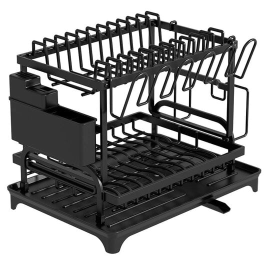 Havendro 2 TIER KITCHEN SINK DISH DRAINER RACK WITH DRIP TRAY CUTLERY HOLDER PLATE RACK
