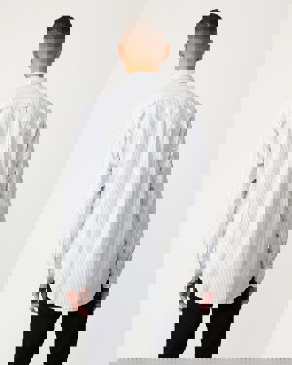 GANT Mens Regular Fit Long Sleeve Oxford Banker Stripe Shirt - 455 Light Blue