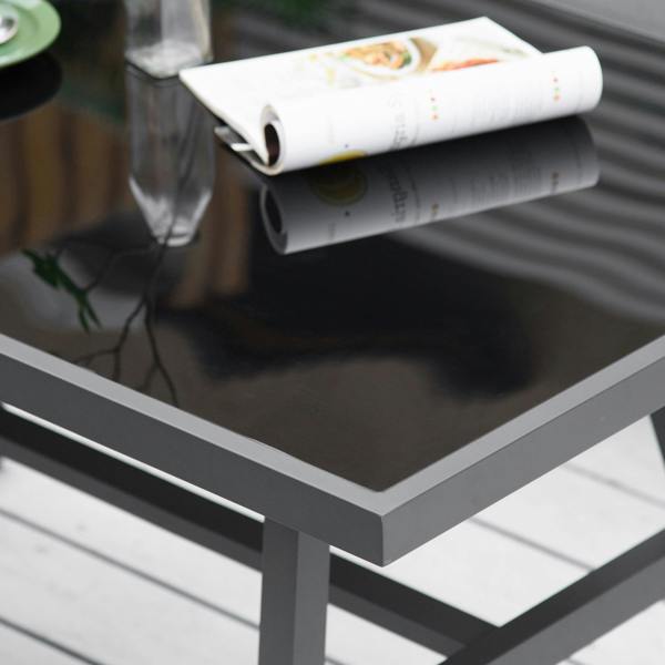 Wyld Haus Rovama 8 Seater L-Shaped Garden Furniture Set with Glass Coffee Table and Bench