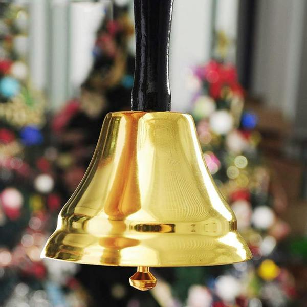 16cm Santa Claus Fancy Dress Gold Hand Bell for Christmas Parties and Seasonal Decoration image 2