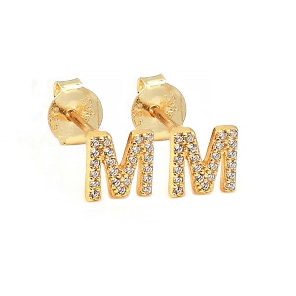 Say It With Dainty Initial Earring Pair - Yellow Gold