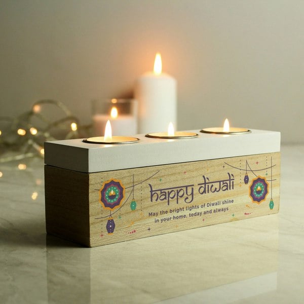 Personalised Memento Company Personalised Diwali Triple Tealight Box