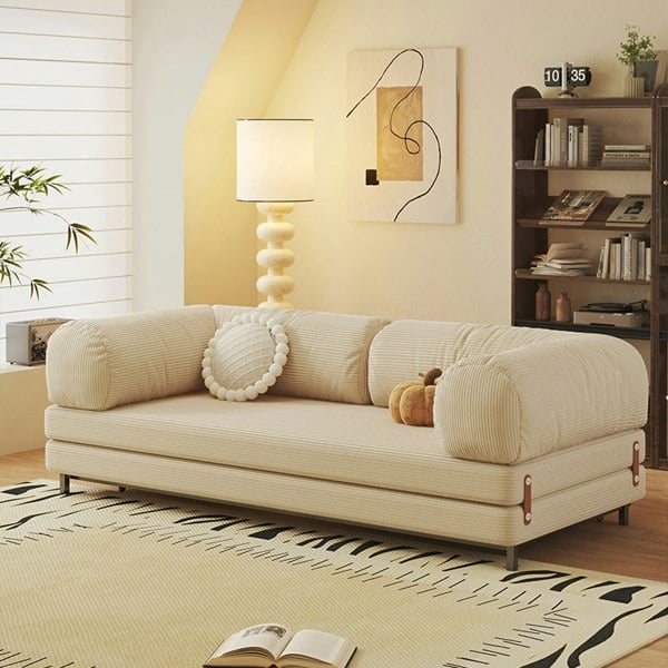 Choudhury Two Seater Sofa Bed, Backrest Washable, Corduroy-Rit Concept-Rit Concept