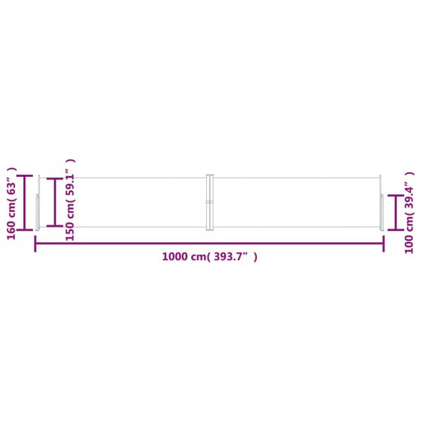 Berkfield Retractable Side Awning Black 160x1000 cm