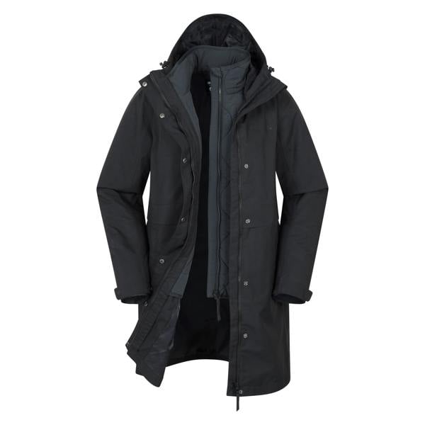 Mountain Warehouse Womens Luna 3 in 1 Long Waterproof Jacket - Black