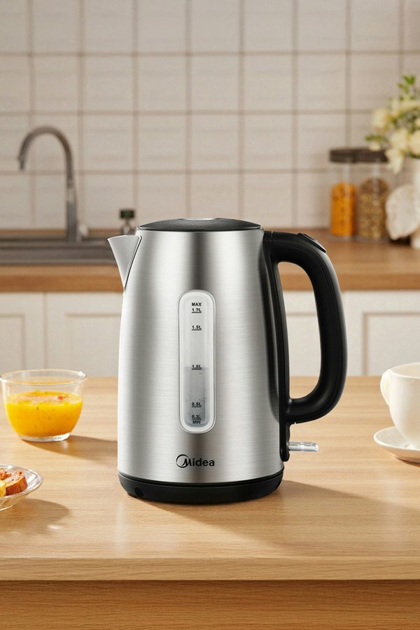 Living and Home 1.7L Midea Electric Kettle 3KW Stainless Steel Kettle LED Indicator Dry-Boiling Protection