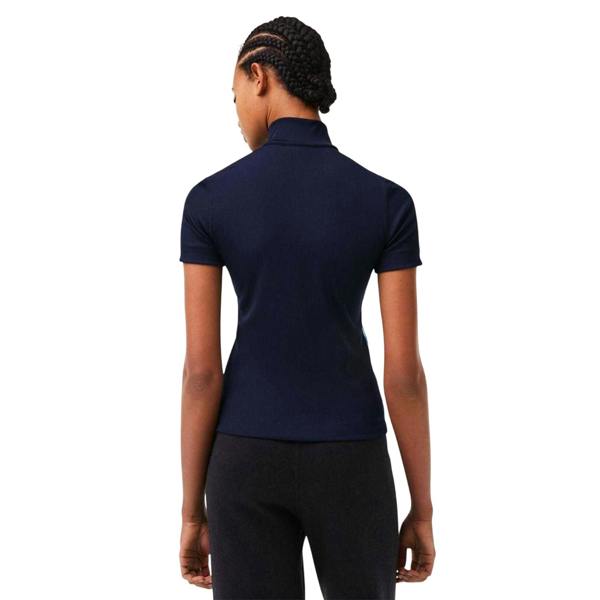 Lacoste Mens Zip Neck Polo Shirt - Navy Blue - 