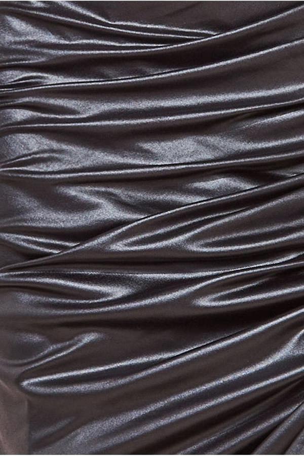 Bandeau Faux Leather Midi Dress - Black DR3727