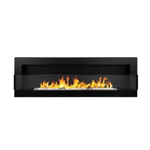 BIOFireplacesGMT Bioethanol Fireplace Wall Mounted 1200x400 Black Matt with Glass Ventless