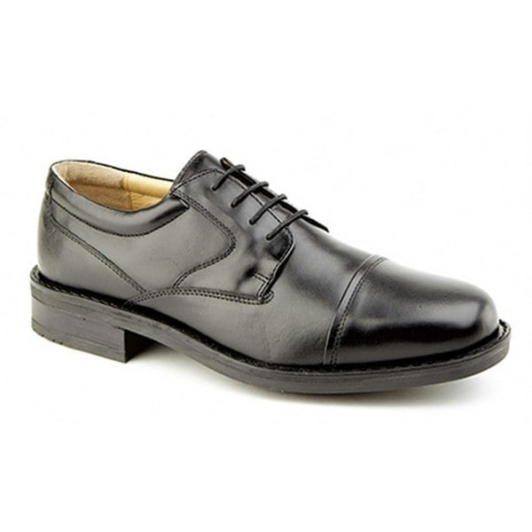 Roamers Mens Plain Leather Capped Gibson Formal Shoes - Black