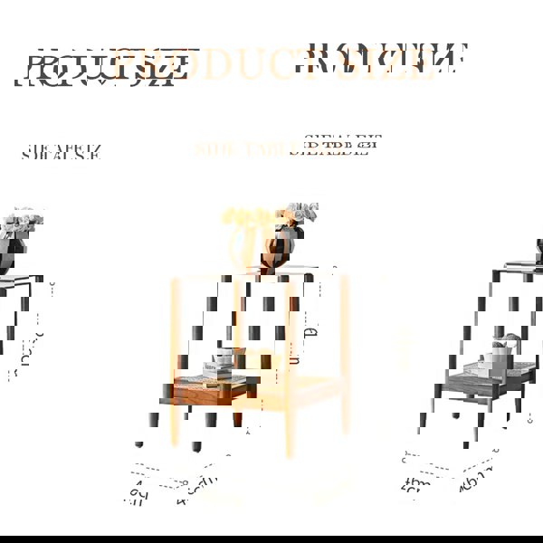 Pamela Wood Coffee Table, Rattan-Weilai Concept-Side Table 46x46cm-Weilai Concept