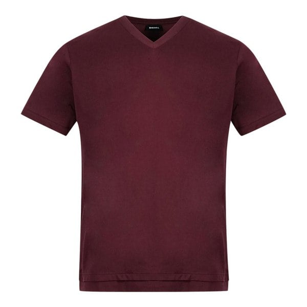 Diesel T Cherubik New Burgundy V Neck T Shirt