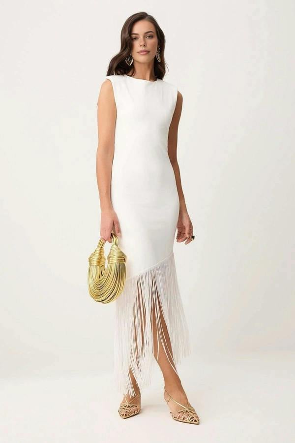 WOVCOR Tassel Detail Knitted Evening Dress
