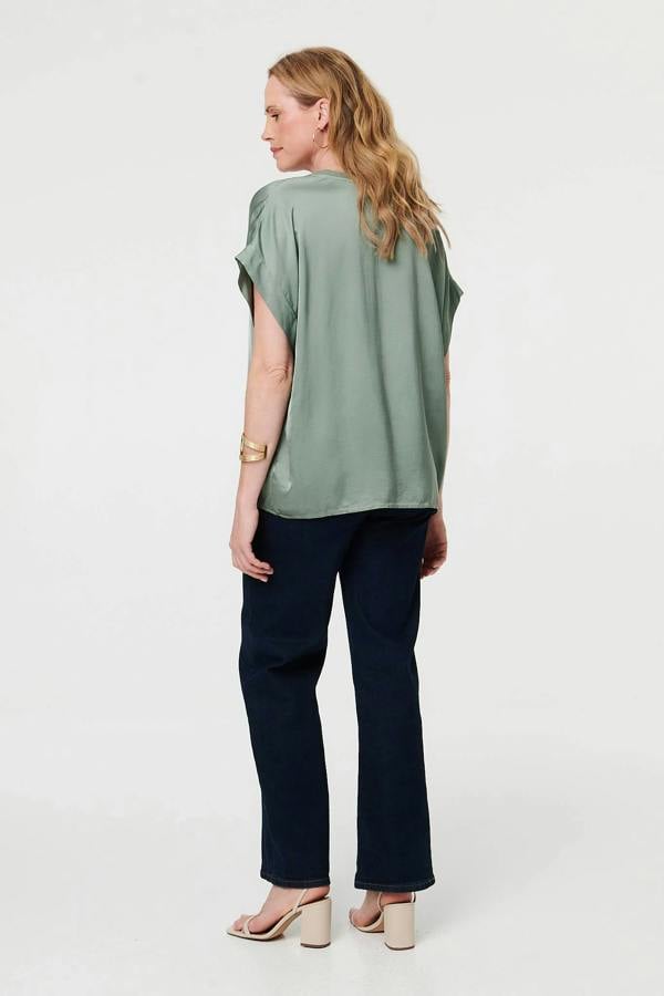 Khaki | Relaxed Batwing Short Sleeve Relaxed Top