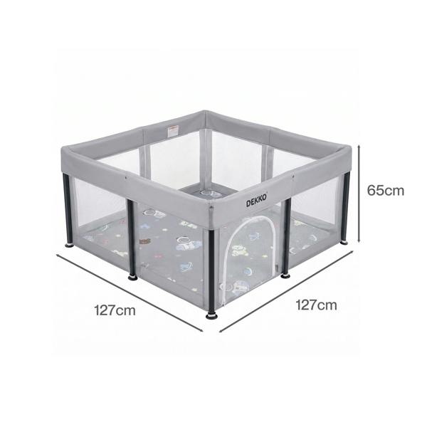 Dekko Baby Playpen Foldable Playpen With Mat 50 Balls Easy Setup Indoor Grey