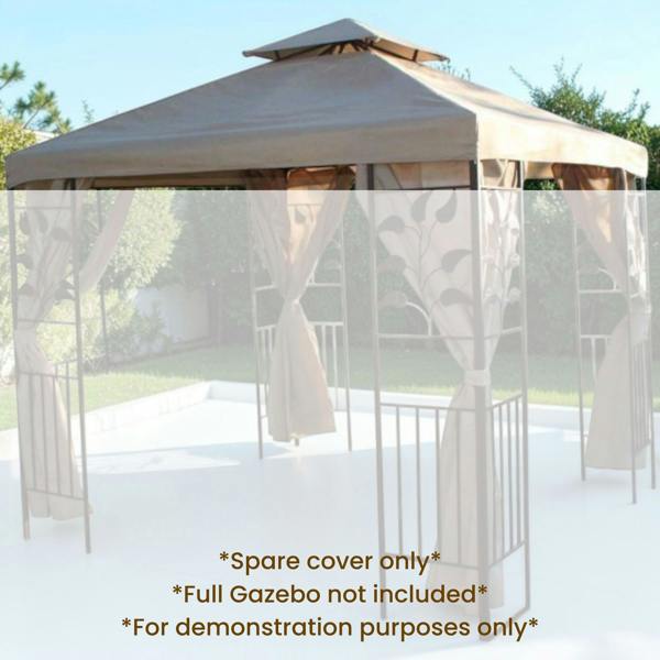 The Garden Marketplace Spare Roof Cover for Leaf Design 3m Square Garden Gazebo, Beige 180g Fade Resistant Polyester Canopy with Wind Vent