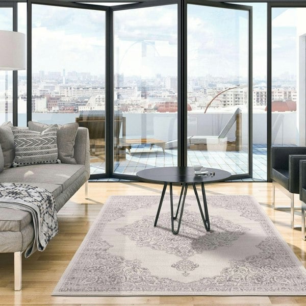 Montana Grey color rug, modern and vintage block design