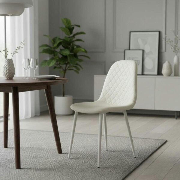 Kosy Koala Dining Table Set With 4 Cream Gem Pattern Chairs Modern Kitchen Dining Room Furniture
