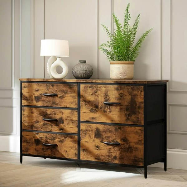 Rafaelo Mobilia Bedroom Dresser With 5 Fabric Storage Drawers