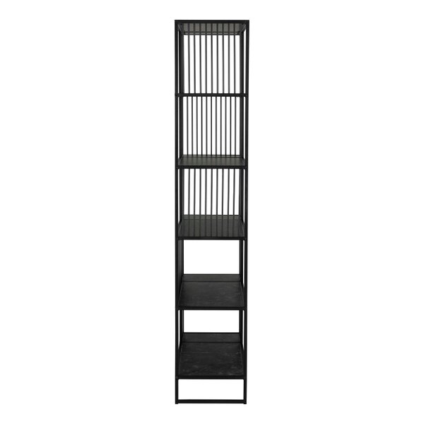 Wyld Haus Porto Tall Modern Organic Black Metal Shelving Unit Stone Effect Shelves