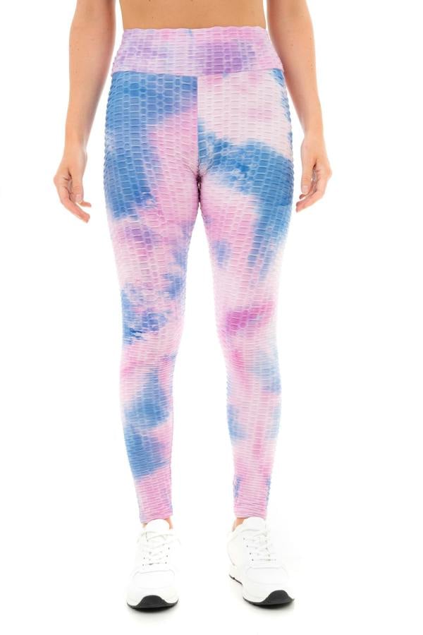 Women's High Rise Tie Dye Honeycomb Waffle Leggings - Pink