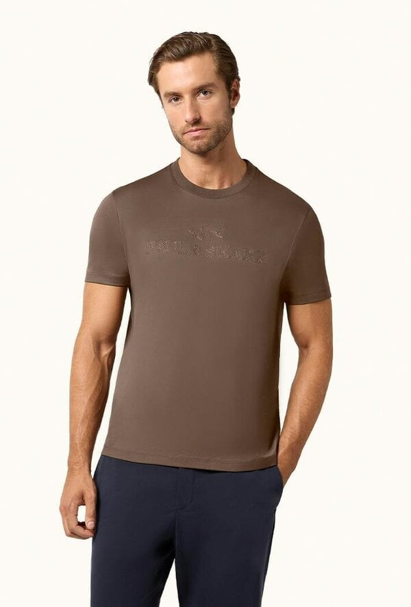 Paul & Shark Aqua Touch Cotton T-Shirt with Logo Embroidery