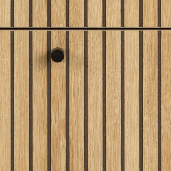 Wyld Haus Bjork Natural Oak Wood and Black Panelled Chest of 4 Drawers