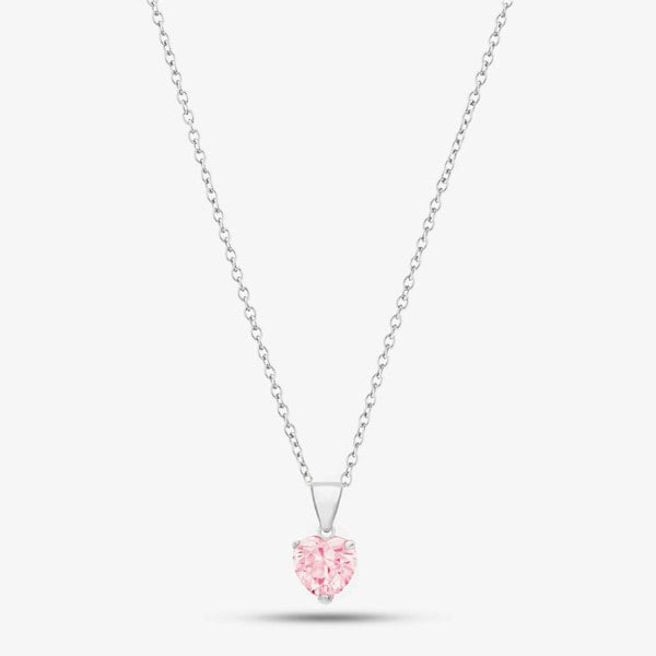 T. H. Baker Sterling Silver 5mm Pink Crystal Heart Pendant 8.62.2694