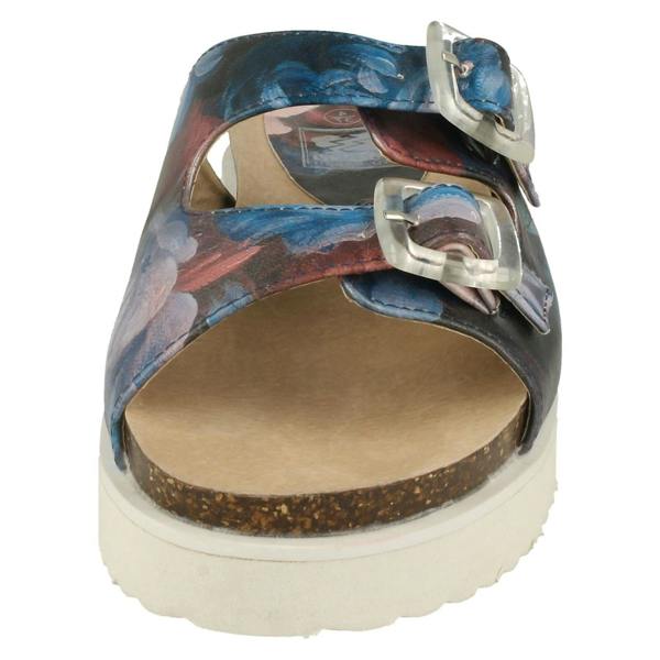 Down to Earth Ladies Down To Earth Twin Strap Leaf Design Mules
