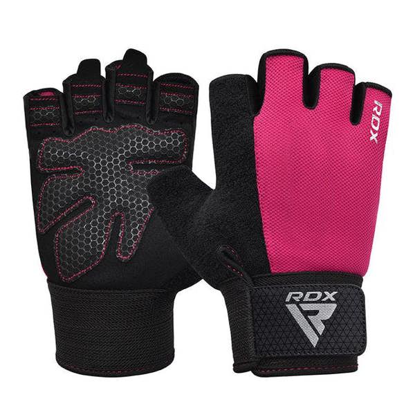 RDX Sports GYM WEIGHT LIFTING GLOVES W1 HALF PINK PLUS