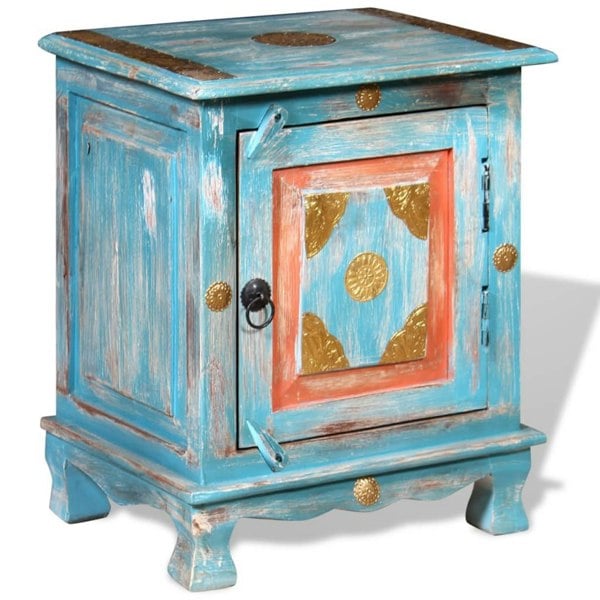 Berkfield Nightstand Solid Mango Wood Blue