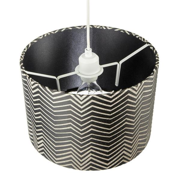 Scandinavian Style Black and White Chevron Pattern Textured Lamp Shade Image 3