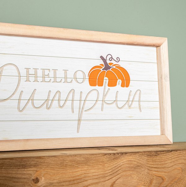 Samuel Alexander 46cm Hanging Hello Pumpkin Wooden Autumnal Decorative Sign Wall Art